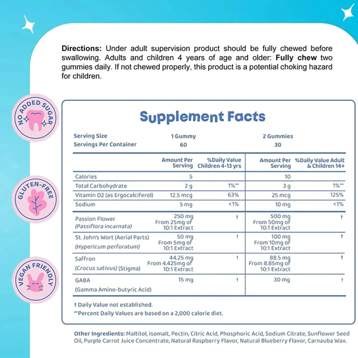 Mood Snacks - Kids Saffron Gummies Natural Berries Supplements Offer Mood Support and Calms Temper Tantrums Sugar Free Gummies