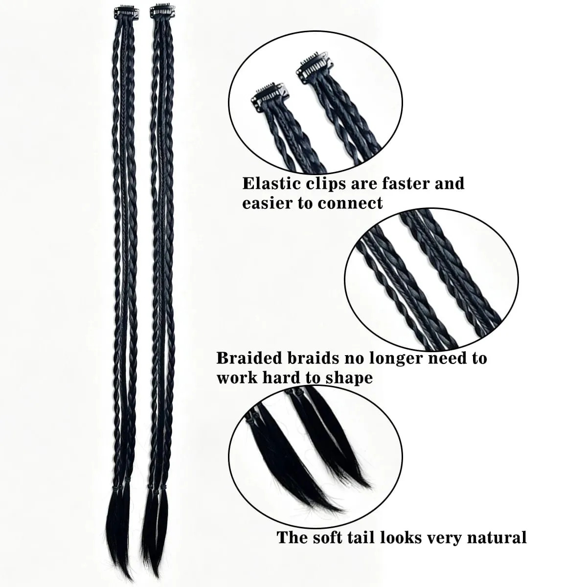 2PCS Synthetic 22"26" Clip In Braids Hair Extensions Braid Ponytail Hairpieces Braided Hair Clip On Braids For Women Daily Party — image 4