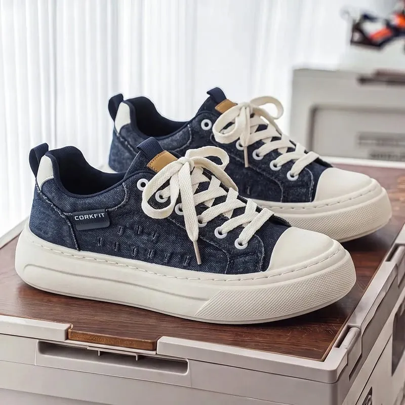 PersonalizedSpringandAutumnNewMensShoesKoreanStyleFashionableLargeSizeLowTopCasualShoes Denim Single ShoesVersatile Sneakers