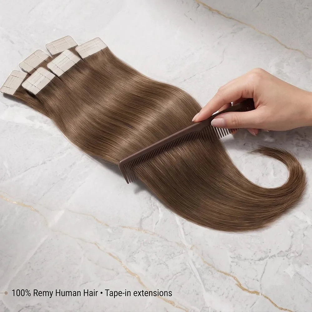 Colored 4A Medium Brown Tape In Hair Extensions 100% Human Hair Seamless Invisible 21Pcs/Pack 50g Remy Straight Brazilian 22 24 Inch Pure Human Hair For Women