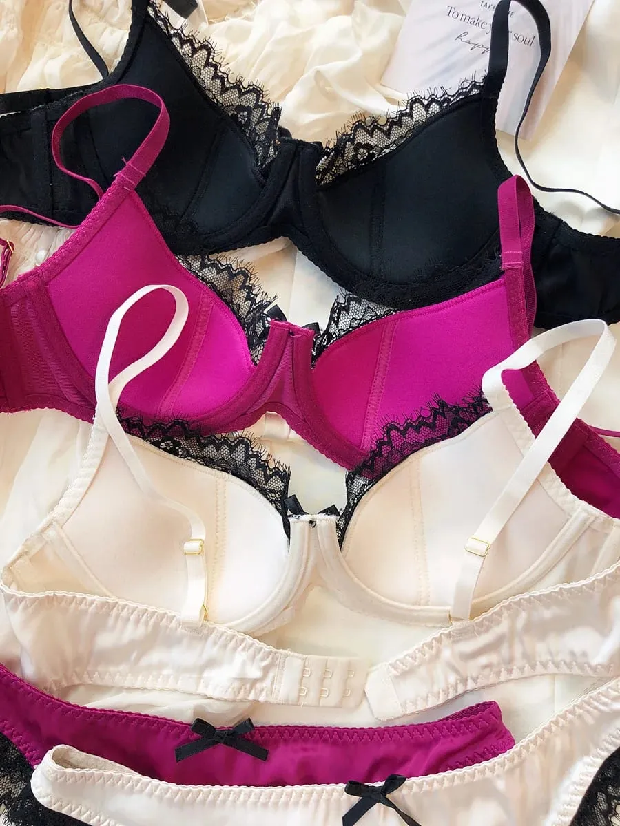 Sexy krajkové tenké košíčkové spodní prádlo pro ženy Sada francouzských podprsenek Push Up Vysoce kvalitní hedvábná tkanina Pohodlné prodyšné spodní prádlo Intimní souprava
