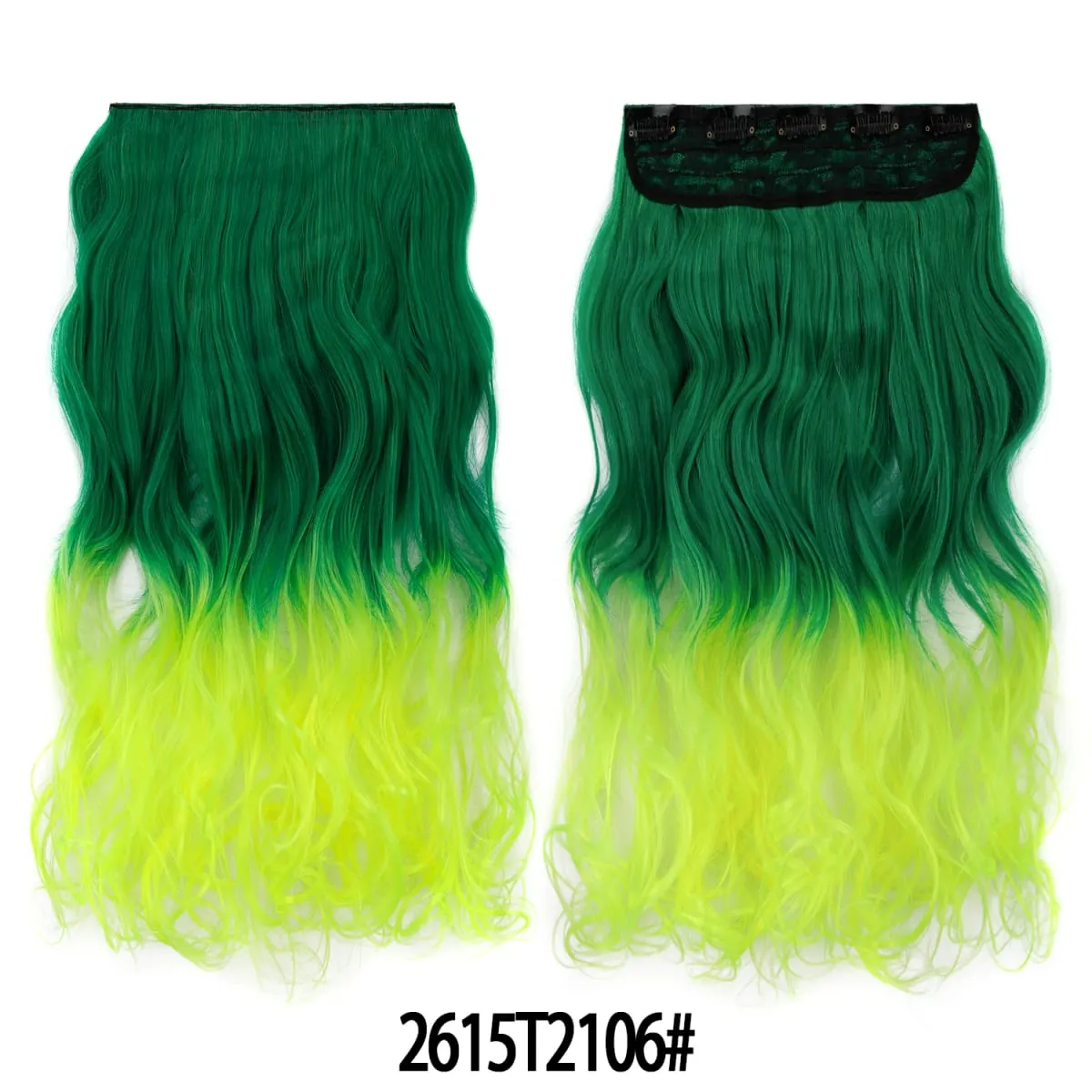 Jeedou One Piece 5 Clips Wavy Ombre Clip In Hair Extensions Long Water Wave Synthetic Curly Hair Piece Rainbow Colored Hair