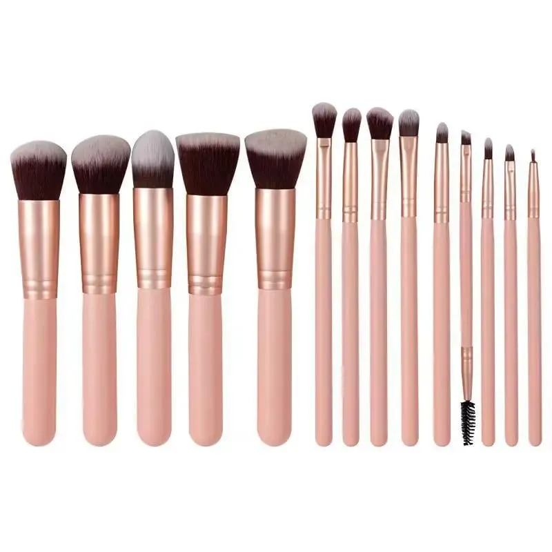 14-teiliges Make-up-Pinsel-Set mit beleuchtetem Spiegel, tragbares Make-up-Pinsel-Set mit kurzem Griff und LED-Licht, wiederaufladbar über USB