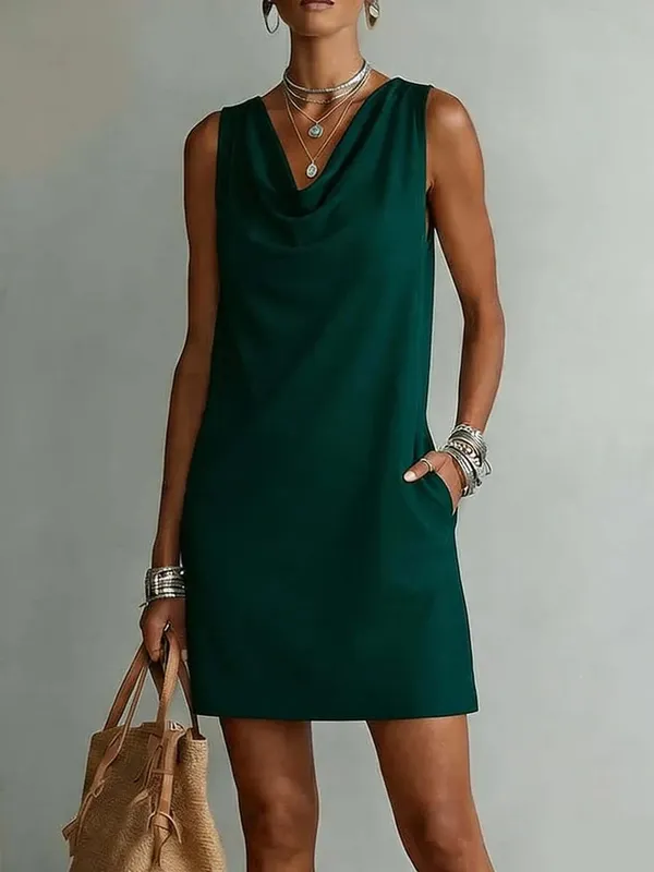 2026 Sundress Sexy Sleeveless Mini Dress Women Summer O-Neck Pockets Short Dresses For Women Elegant Beach Holiday Dress Boho