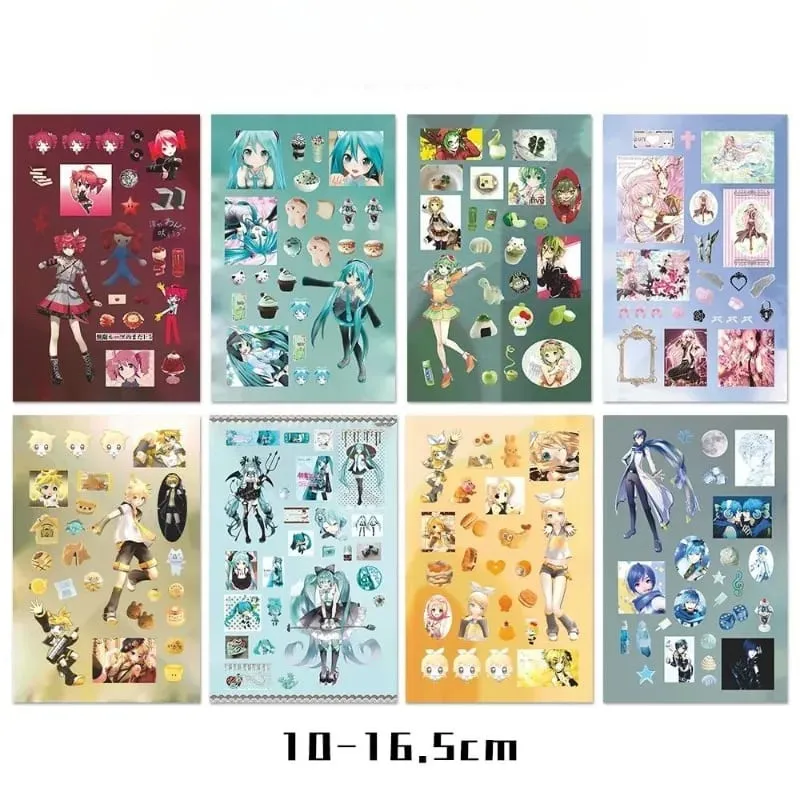Hatsune Miku -Project DIVA- Sticker Hatsune Miku Kagamine Rin/Len Anime Peripheral Journal Material Sticker 8 Sheets New Gifts