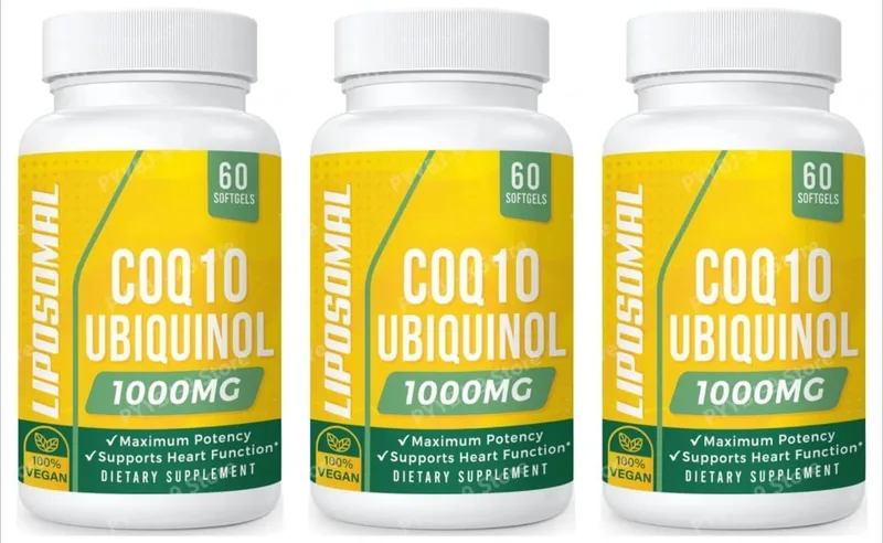 CoQ10 Ubiquinol 1000mg Vegan Softgels 60 Ct Liposomal High Absorption Coenzyme Q10 for Heart Energy Antioxidant Daily Support