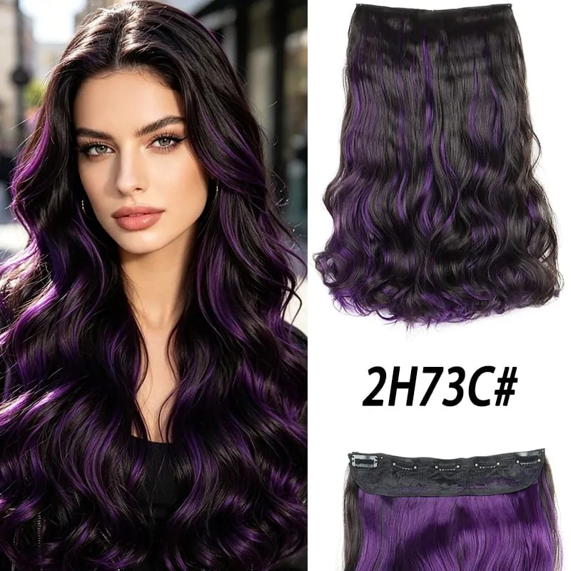 18Inch Synthetic Long Curly Hair Extension One Piece Highlight Rainbow Clip In Hair Extensions Fashion Hairpiece for Women — image 11