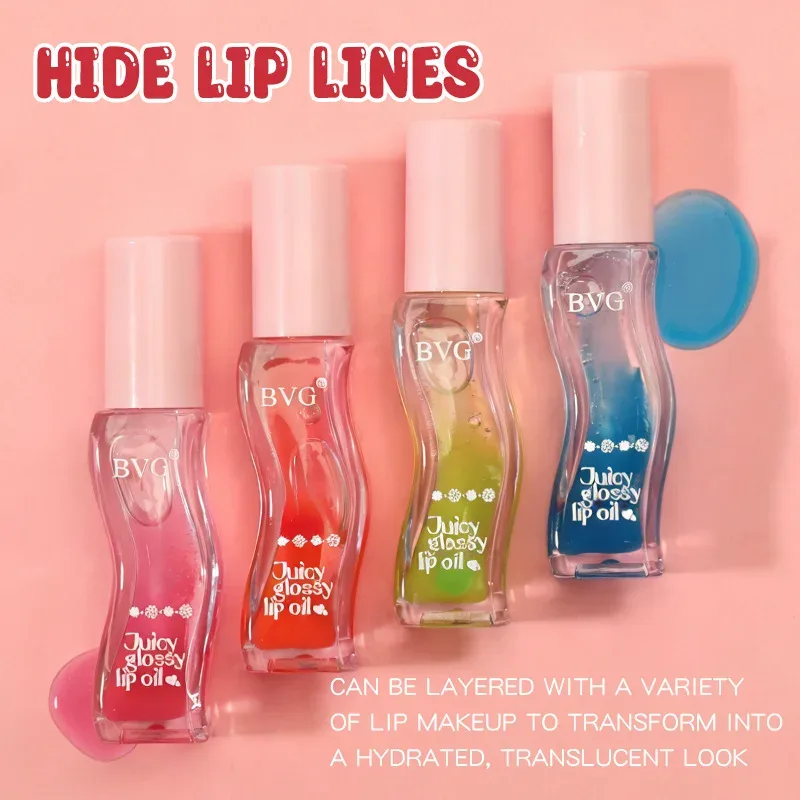 Wave Bottle Juicy Lip Oil โปร่งใส Lip Plumper Moisturizing Lip Gloss Daily Lip Makeup