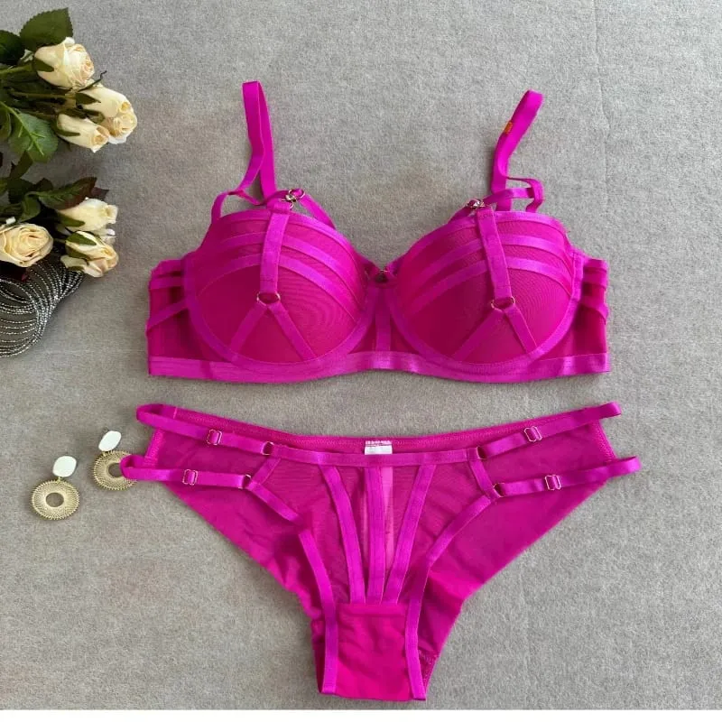 2026 New European Style Women Lingerie Set Push Up Lifting Support Bra Soft Underwire Strappy Design Conceals Side Spillage