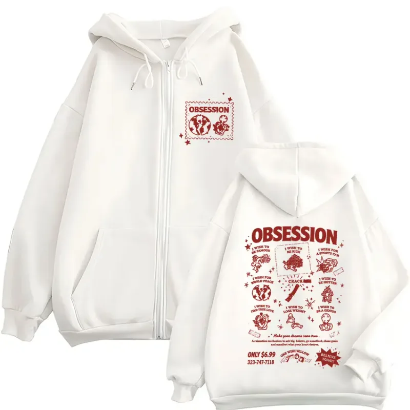 Horror Movie Obsession One Wish Willow Zipper Hoodies Men's Women Clothing Gothic Long Sleeves Zip Up Hooded Sweatshirts Jackets