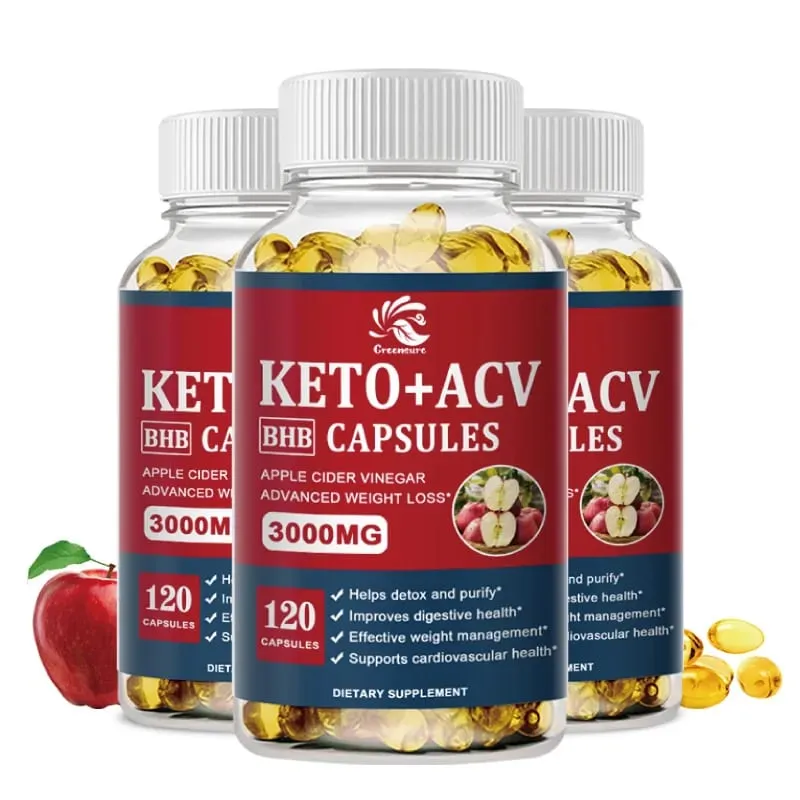 Greensure Keto Viên nang giấm táo ACV với rượu táo Keto bổ sung Công thức hương vị táo cho nam và nữ