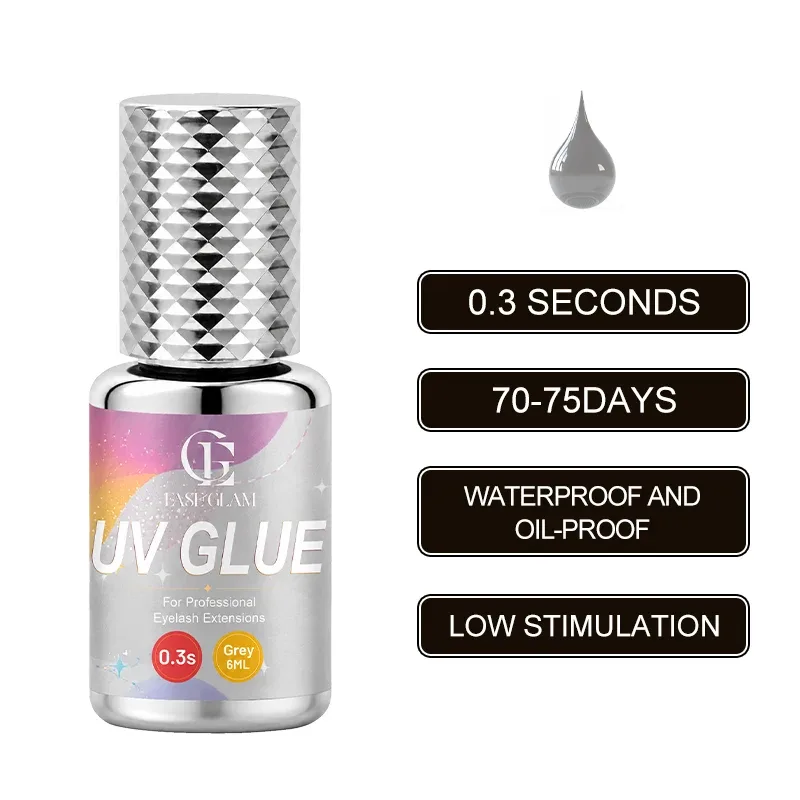EaseGlam 0.3S UV Eyelash Glue for Lash Extension Low Irritation Strong UV Lash Glue for Makeup Black Purple Led Adhesive 4 Color — image 10