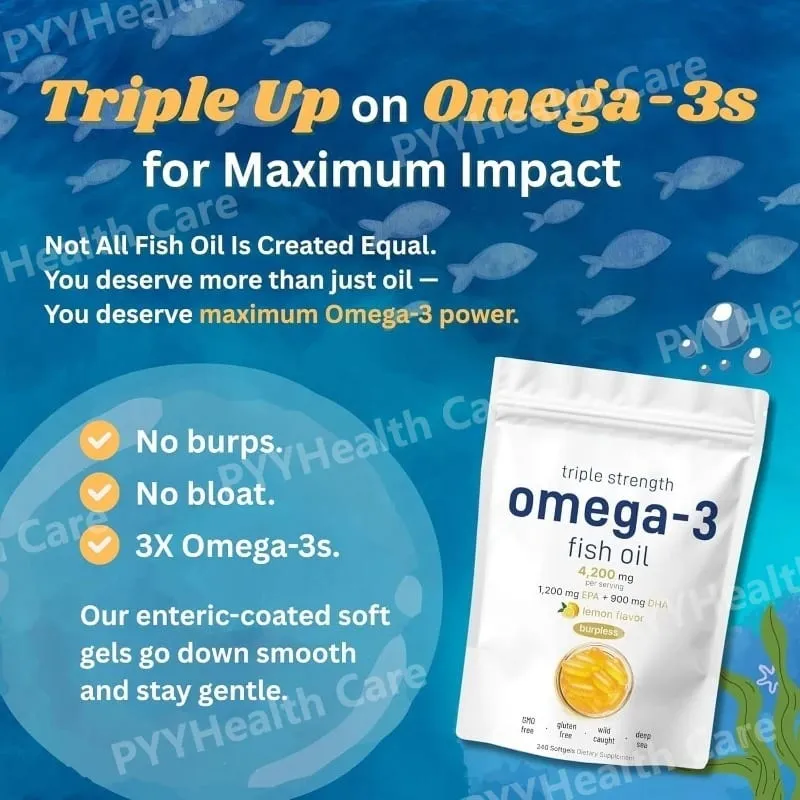 Triple Strength Omega 3 rybí olej doplňky 4200 mg EPA bez odřeniny s citronovou příchutí 1200 mg DHA 900 mg 240 měkkých gelů — image 3