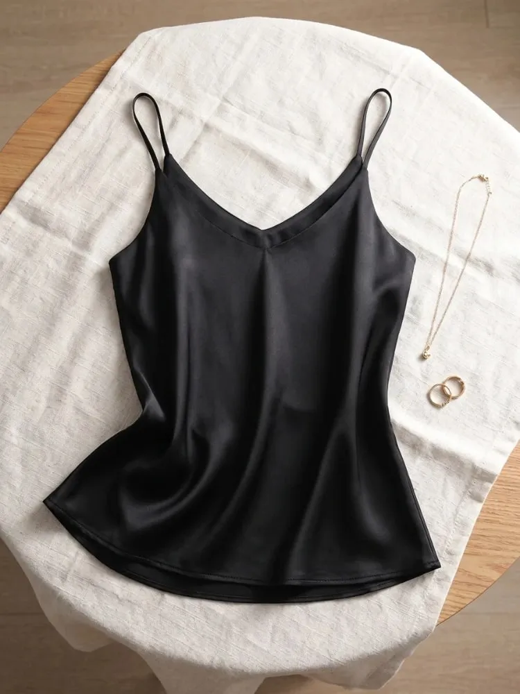 zjaiss Halter V Neck Basic White Cami 2026 Summer Spaghetti Strap Women Tank Top Sleeveless Satin Silk Tops Women'S Camisole