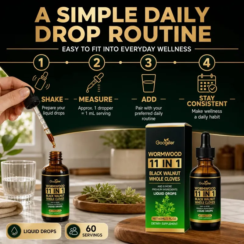 Wormwood 11 in 1 Liquid Drops - Black Walnut & Whole Cloves with Berberine Turmeric for Gut Health & Digestive Support 60ml