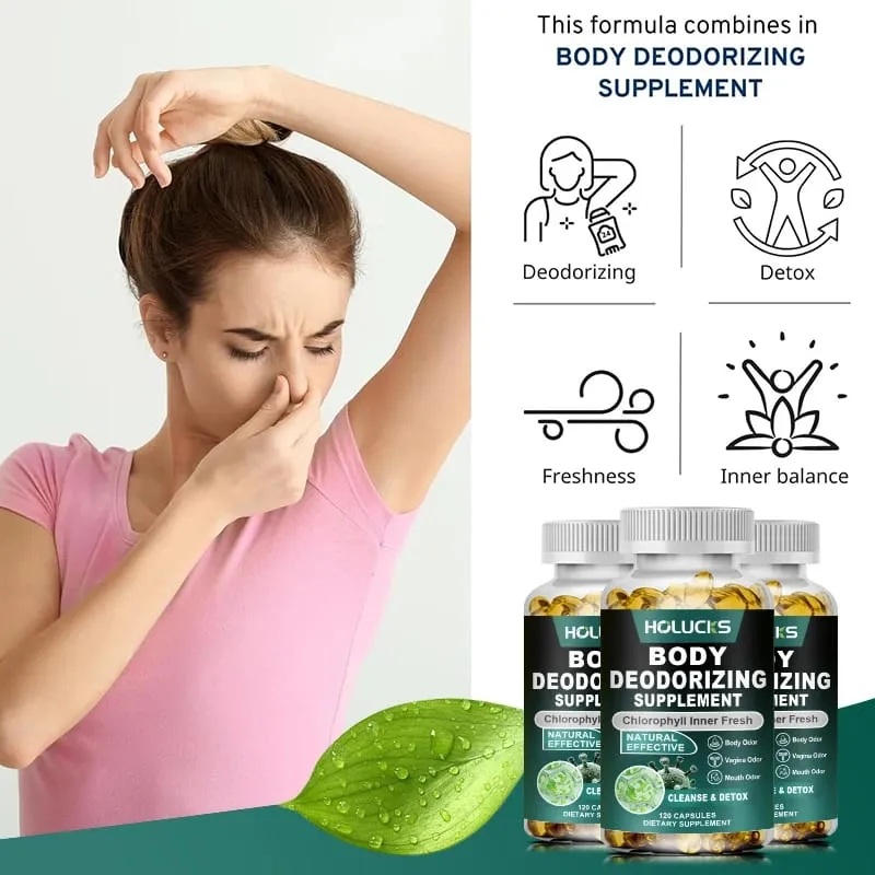 Chlorophyll Capsules Supplement Body Deodorizing Deos & Cleanse Digestion Support for Gut & Skin Health