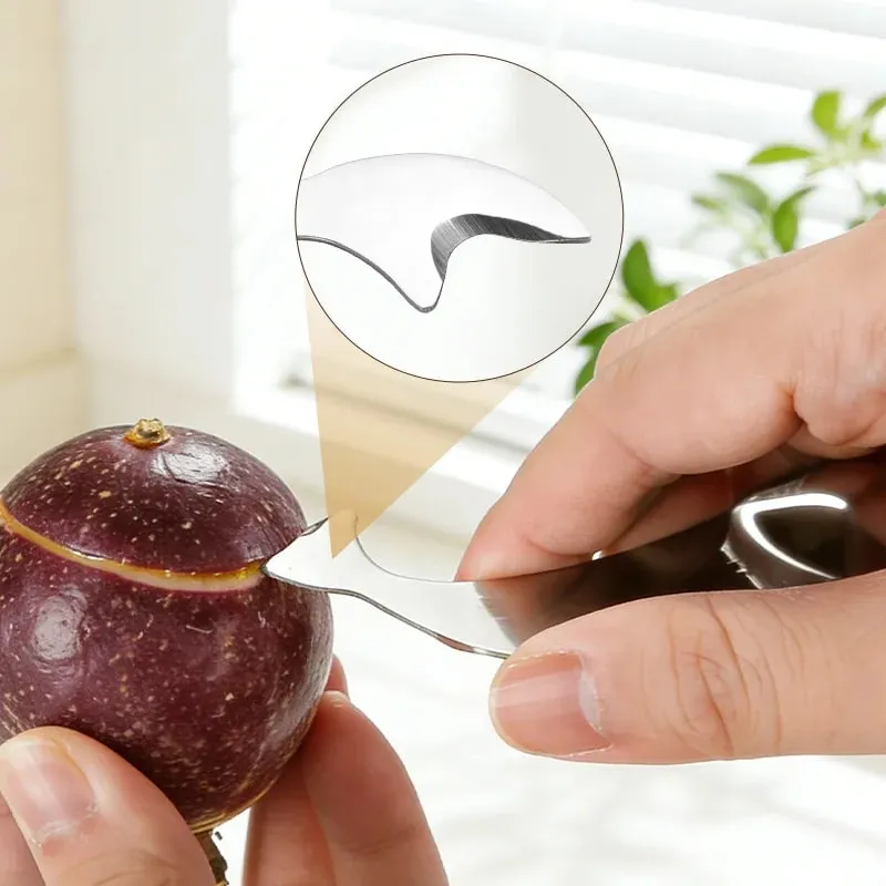 Dual Function Passion Fruit Cutter Pulp Scooper Integrated Stainless Steel Fruit Spoon Home Fruit Tools — image 3