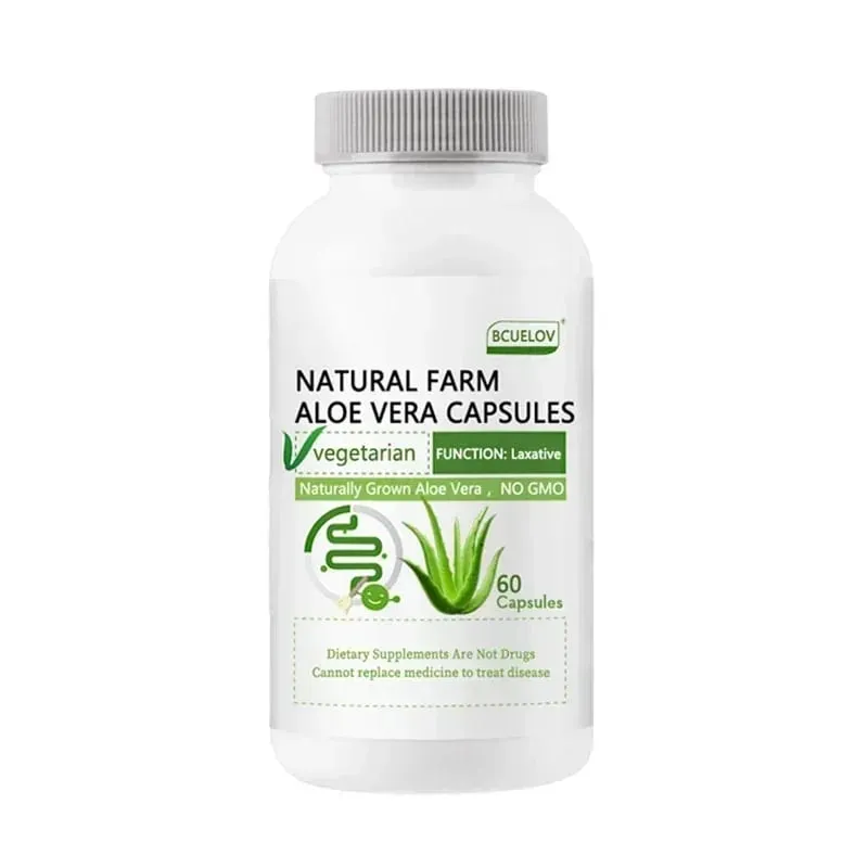 Natural Farm Cápsulas de Aloe Vera - Aliviar a constipação corporal Ajudam a equilibrar o ácido estomacal, apoiam o conforto gastrointestinal