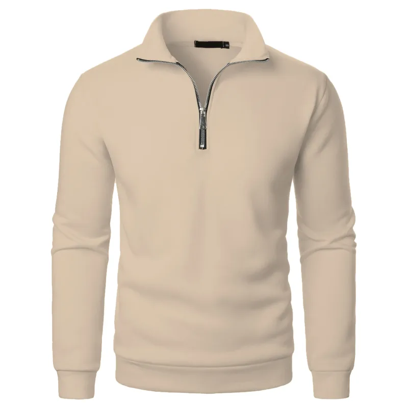 Men's Zip Turn Down Collar Sweatshirts Spring Male Solid Color Loose Pullover Coats BSD-ZW160