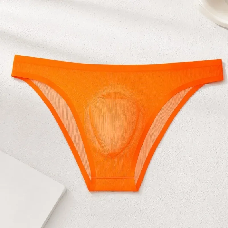 Soft Ice Silk Men's Triangle Panties Lingerie Breathable Men Thin Briefs Solid Color Large Size Underwear for Men Male — image 12