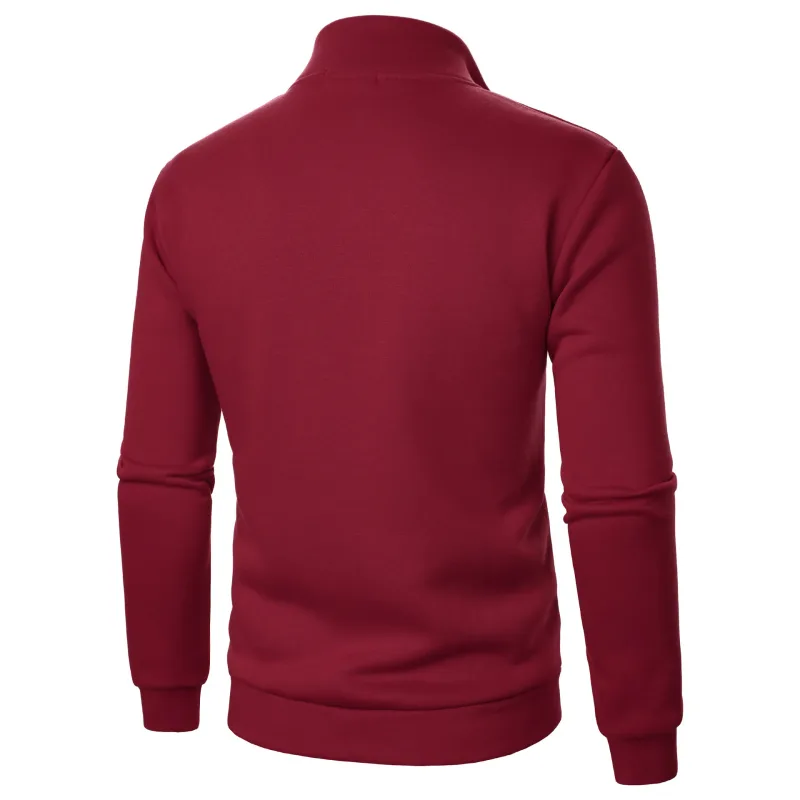 Men's Zip Turn Down Collar Sweatshirts Spring Male Solid Color Loose Pullover Coats BSD-ZW160