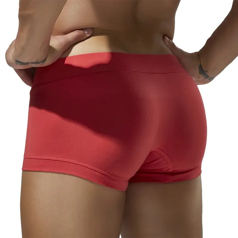 Men's solid color flat underwear, comfortable and breathable, high elasticity flat cut shorts