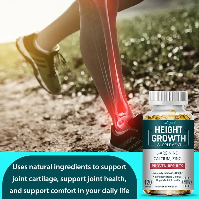 Height Growth Supplements Calcium Vitamin D3 Zinc Bone Strengthening Natural Height Increase for Children Teens Adults