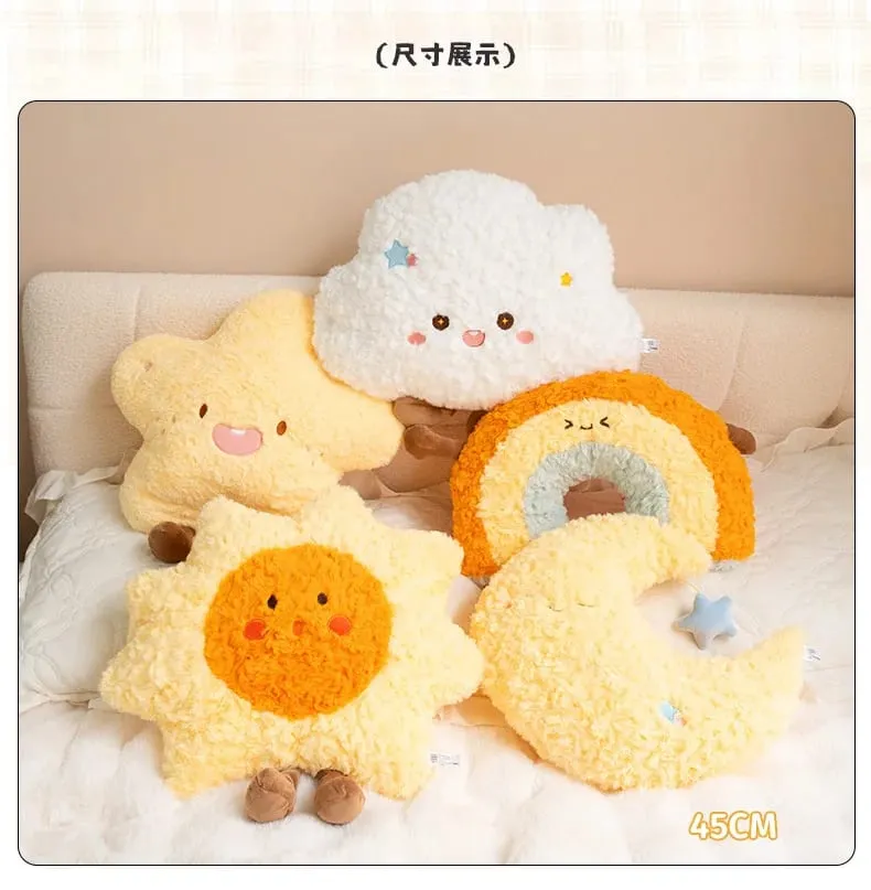 Weather Series Moon Plush Pillow Soft Fluffy Star Decor Sofa Back Cushion Cute Plush Toy Gift For Women Home Bedroom Decoration