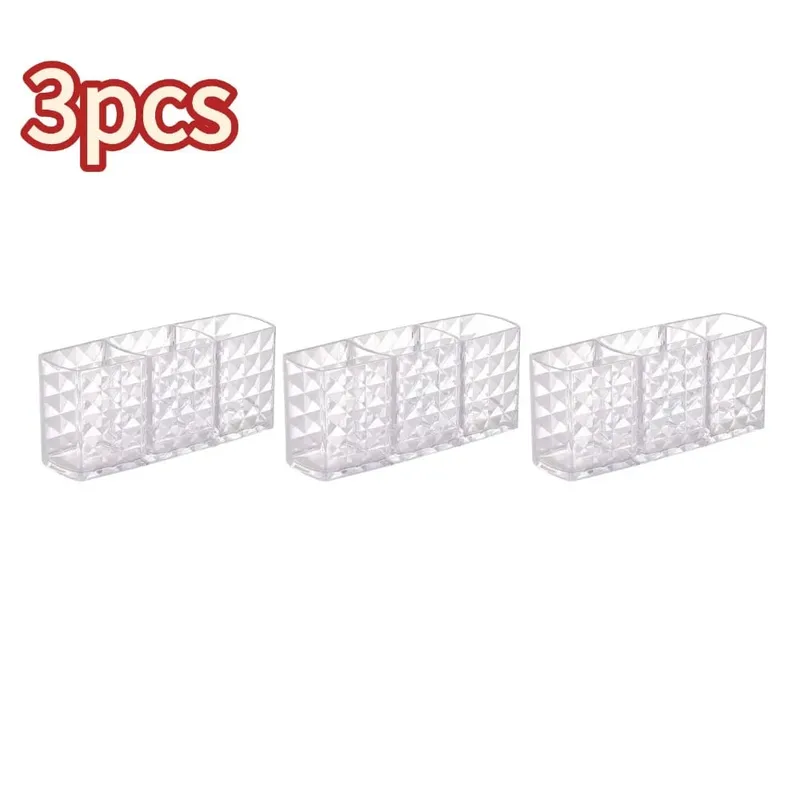 3 Slots Makeup Brush Holder Makeup Organizer Cosmetic Storage Box Lipstick Eyebrow Pencil Display Stand Acrylic Transparent Box