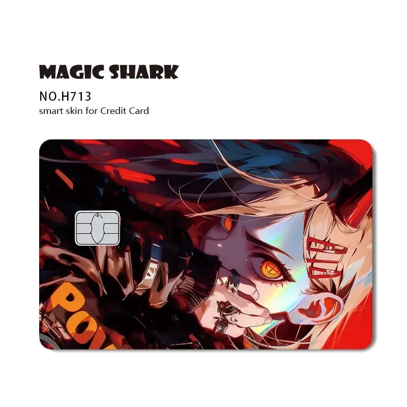 1pc Front Cool Anime Evil Holographic Laser Shinny Film Skin Sticker Cover for Debit Bank Credit Card
