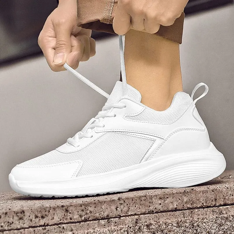 Men Fashion Height Increasing Sneakers Breathable Mesh Height Increase Shoes Microfiber Sole Comfortable Outdoor Walking Shoes