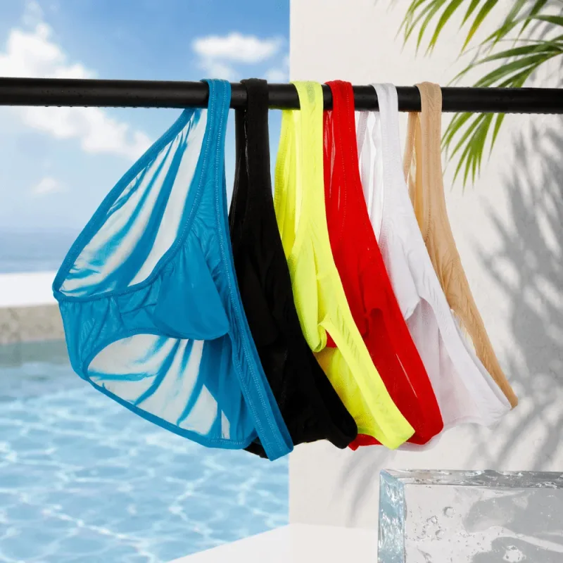 Quick-Dry Ultra-Thin Ice Silk กางเกงชั้นในชายไม่มีรอยต่อชุดชั้นใน U-Pouch ชุดชั้นในกางเกงตาข่าย Travel