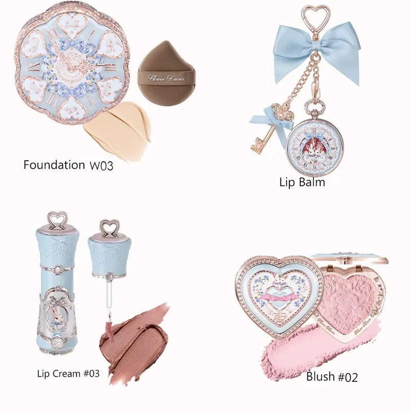 Flowerknows caixa de presente conjunto de maquiagem pequeno anjo caixa completa lábio esmalte blush concha jóias flor saber kit de presente de aniversário