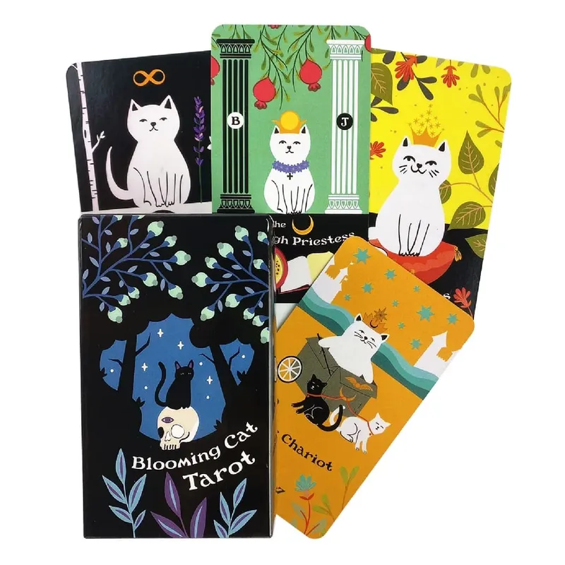 Blooming Cat Tarot Card Mysterious Divination Oracle Card Board Game English Playing Cards
