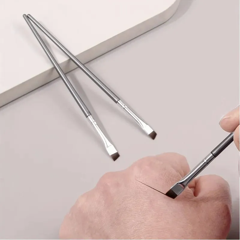 3 Silver Superfine Eyeliner Brushes Soft Brush Eyebrow Brush Portable Multi-Function Makeup Tools