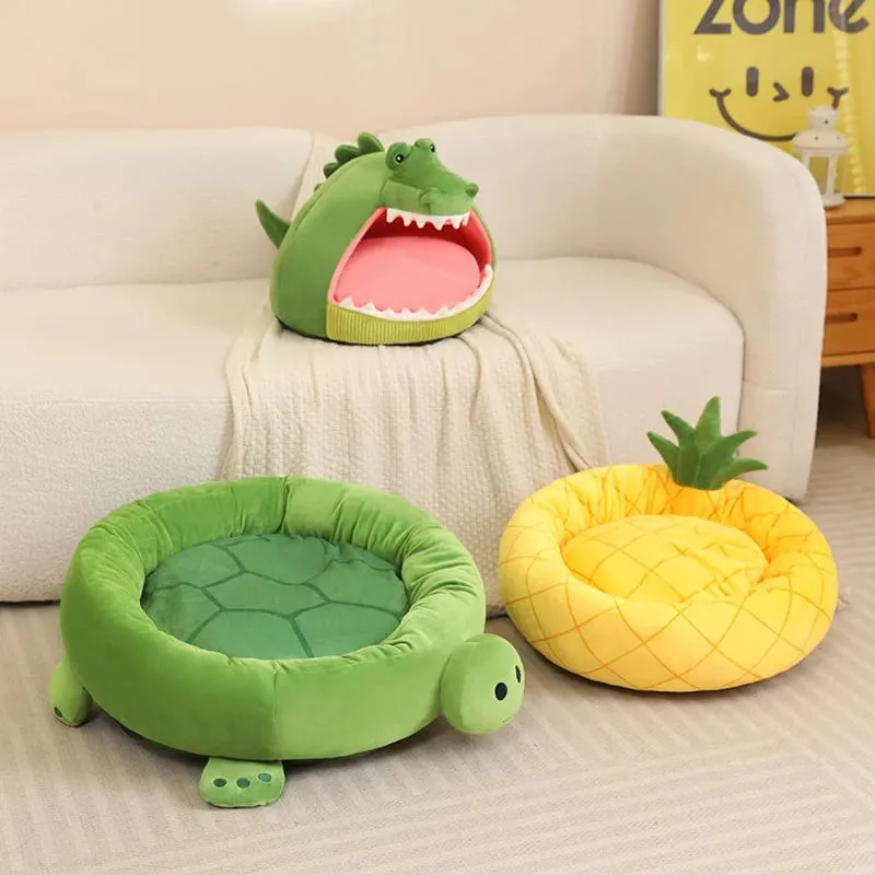 Pet Bed Shark Pineapple Shaped Soft Warm Nest Sleep Available All Seasons Specially Designed For Cats And Dogs Pet Gift — image 3