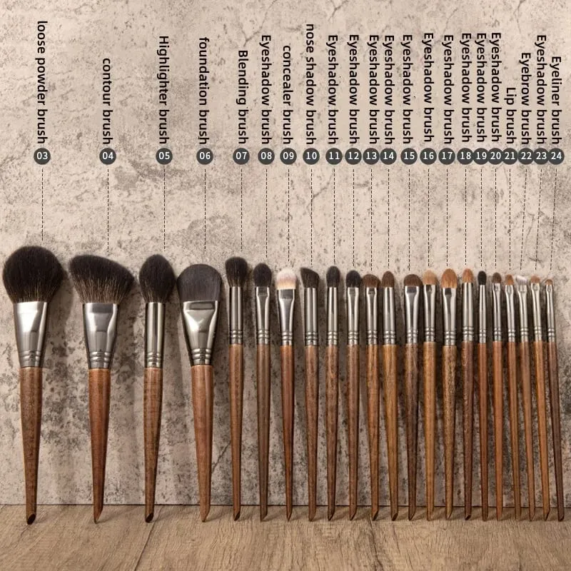 22pcs Goat Hair Makeup Brushes Set: Eyeshadow Brush Foundation Powder Brush Contour Blush Brush Cosmetic Makeup Tools