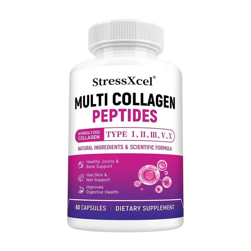 Multi Collagen Peptides Capsules Type I II III V X Biotin Anti-Aging Skin Hair Nails Joints Gut & Immunity Support