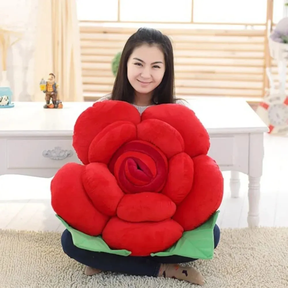 New Large Rose Shaped Pillow Simulated Colorful Sofa Flower Cushion Plush Car Interior Cushion Wedding Party Supplies