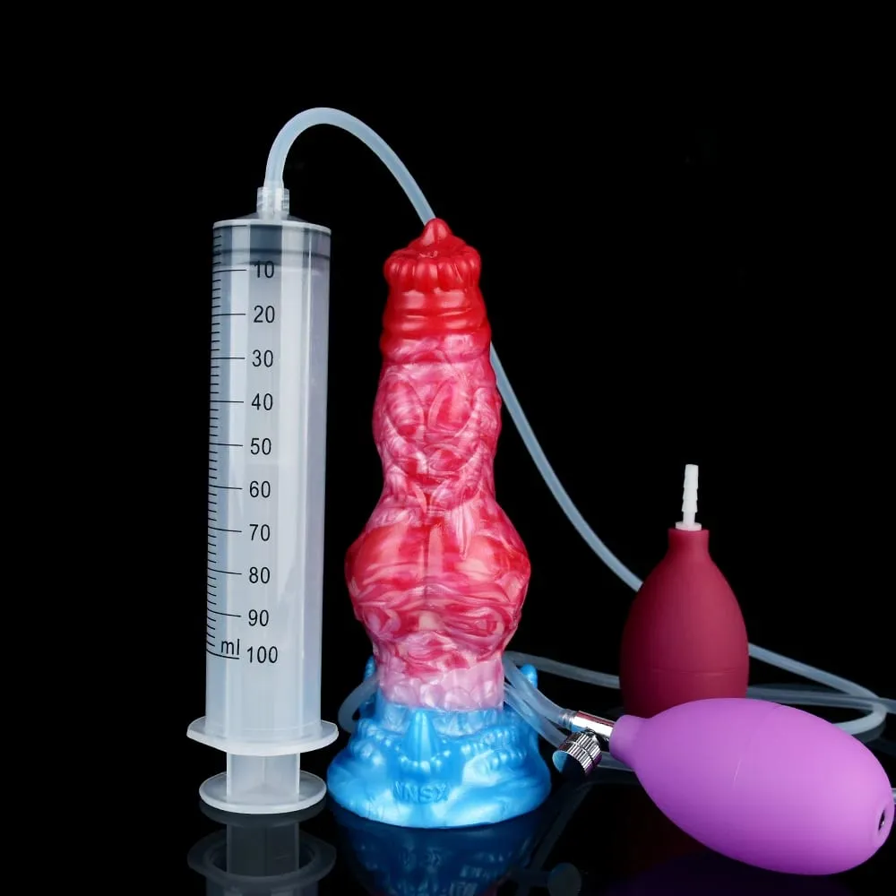 Kæmpe knude sprøjtende-oppustelig dildo med stærk sugekop Silikone oppustet analstik træner Begynder sexlegetøj til kvinder mænd