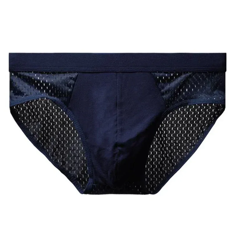 Calzoncillos de seda de hielo para hombre, ropa interior transpirable, fibra de carbono de bambú, ropa interior hueca cómoda antibacteriana, pantalones fríos