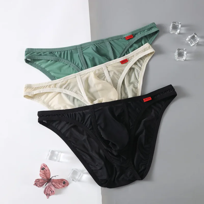 Ultra Thin Men's Underwear Large Pockets Triangular Underpants Transparent Lightweight Briefs