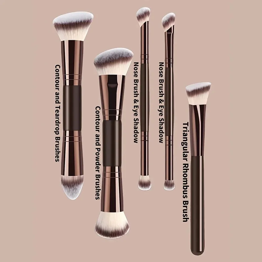 5-teiliges, weiches Jumbo-Make-up-Pinsel-Set, synthetische Borsten, nicht reizend, Gesichtspuder, Rouge-Lidschattenpinsel, komplettes Starter-Set