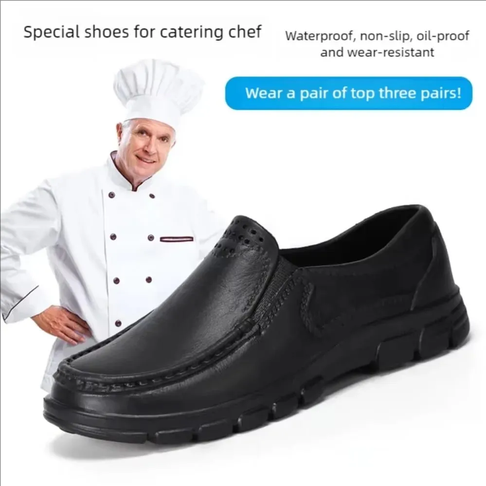 New Large Size Lightweight Casual Shoes Men's Oil and Slip Resistant Chef Shoes One Stirrup Driving Shoes Garden Shoes Soft