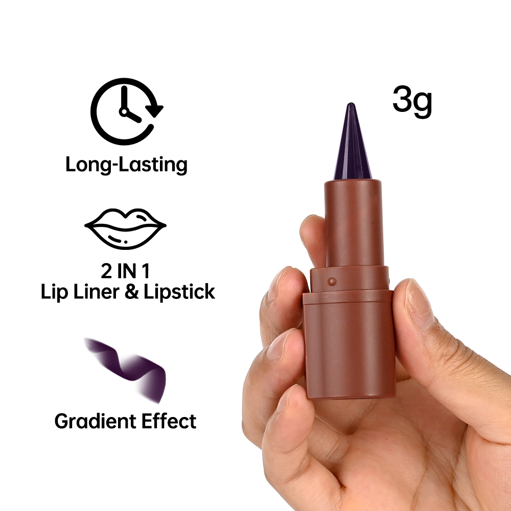 Ensemble de rouge à lèvres et brillant à lèvres, 2 pièces, noir mat, marron, velours, imperméable, Non collant, Contour, Crayon, teinte de maquillage pour les lèvres