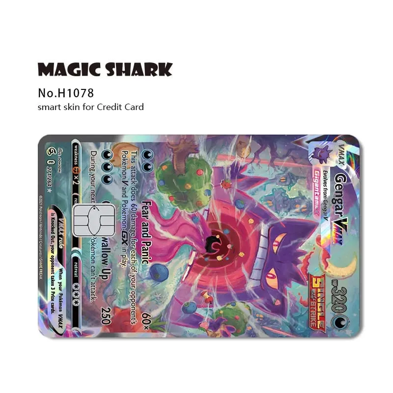 Magic Shark Mew Charizard EX Eevee Gengar Pikachu TCG Card Holographic Laser Skin Film Sticker for Bank Credit Card — image 16