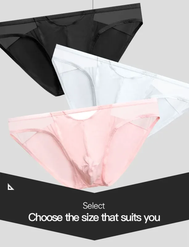 1PCS Mens Spliced Sheer Bikini Underwear Black Mesh Panel Design Soft Elastic Material 3D Contour Pouch Male Briefs