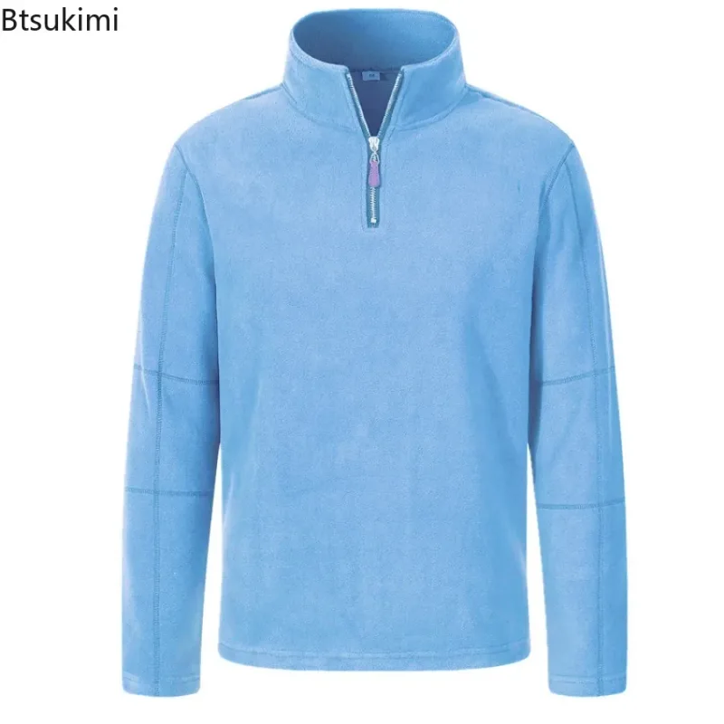 Quality Men's Thicken Warm Polar Fleece Hoodies Fashion Stand Collar Half-zip Pullovers Autumn Winter Casual Sweatshirts for Men