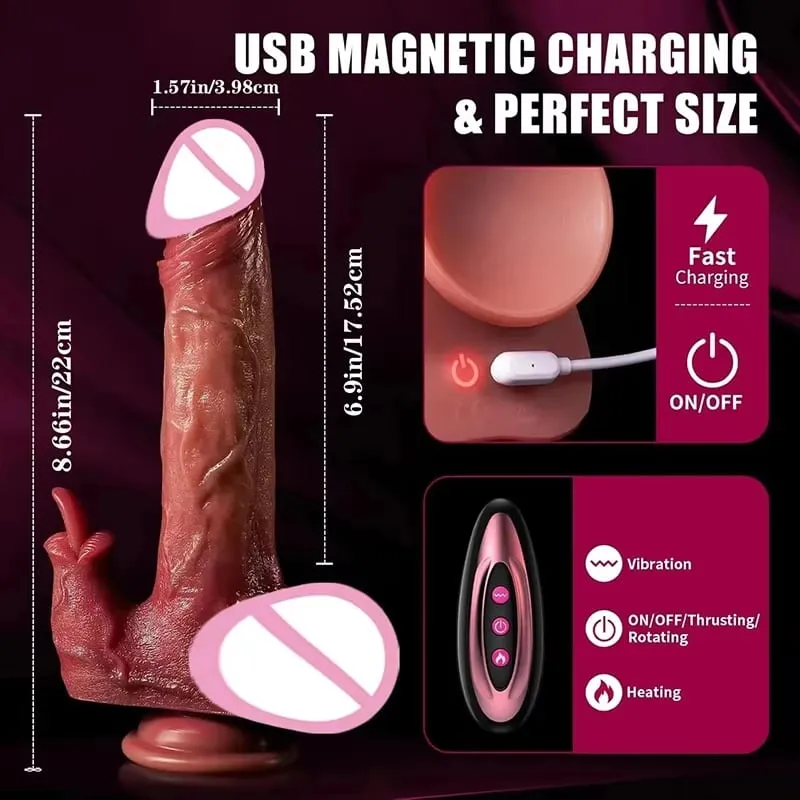 Consolador - Consolador - Masajeador Vibrador de Silicona Telescópico de 9 Pulgadas para Parejas 10 Modos Juguete de Masaje Erótico Seguro y Discreto Placer para la Pareja Femenina — image 5