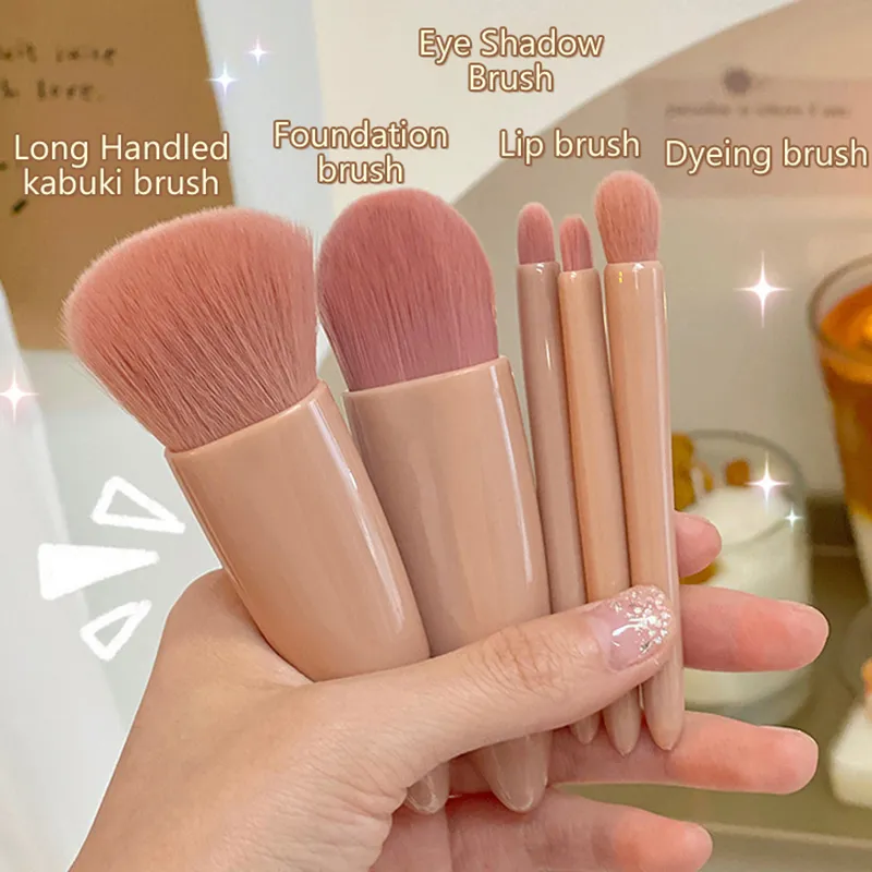 5pcs Travel Size Makeup Brushes Set Mini Makeup Brushes Small Complete Function Cosmetic Brushes Kit With Case And Mirror Perfe — image 4